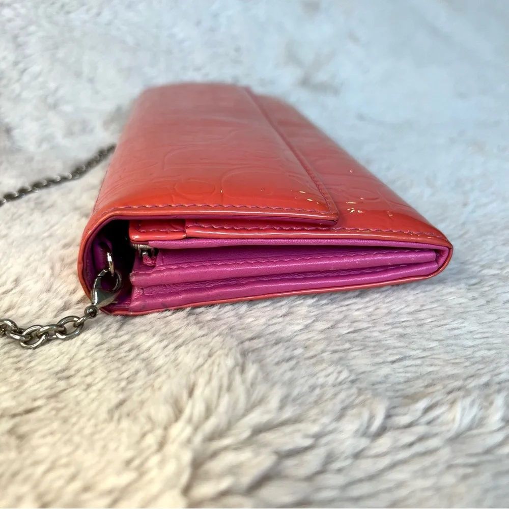 Christian Dior Pink Patent Leather Trotter Wallet WOC